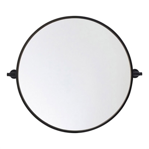 Elegant Decor Everly 24x24&quot Round Aluminum Pivot Mirror in Black