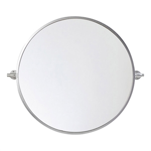 Elegant Decor Everly 24x24&quot Round Aluminum Pivot Mirror in Silver