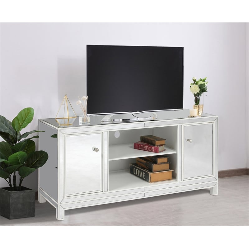 Elegant Decor Reflexion Wood & Mirror TV Stand for TVs up to 55