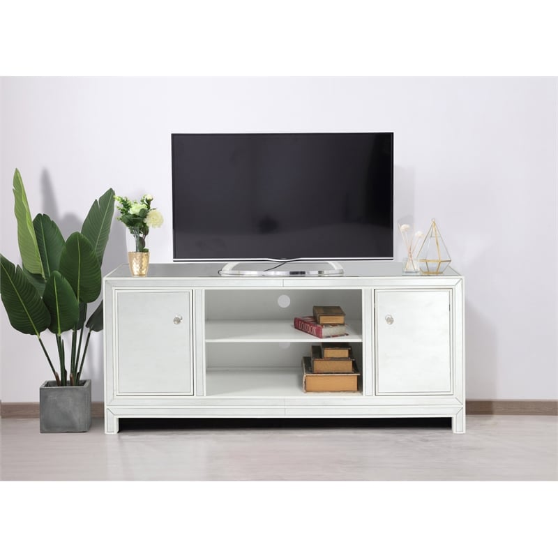 Elegant Decor Reflexion Wood & Mirror TV Stand for TVs up to 55