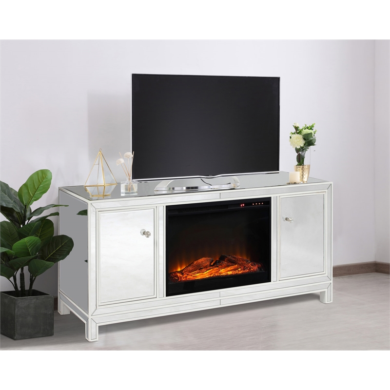 Elegant Decor Reflexion Wood Fireplace TV Stand for TVs up to 55