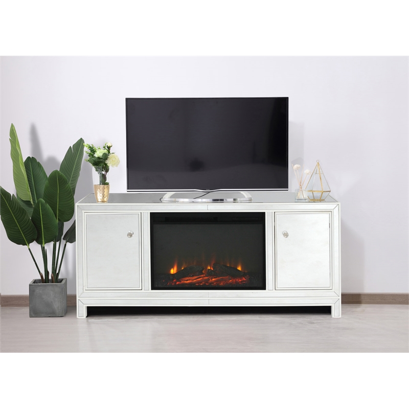 Elegant Decor Reflexion Wood Fireplace TV Stand for TVs up to 55
