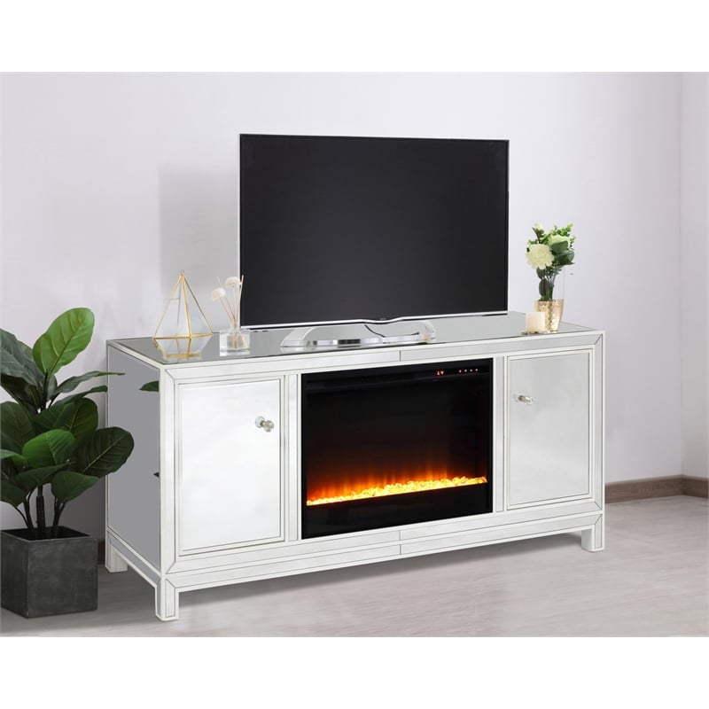 Elegant Decor Reflexion Wood TV Stand with Fireplace for TVs up to 55