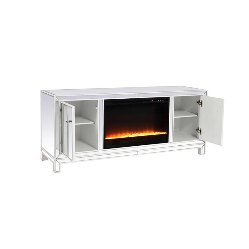 Elegant Decor Reflexion Wood TV Stand with Fireplace for TVs up to 55