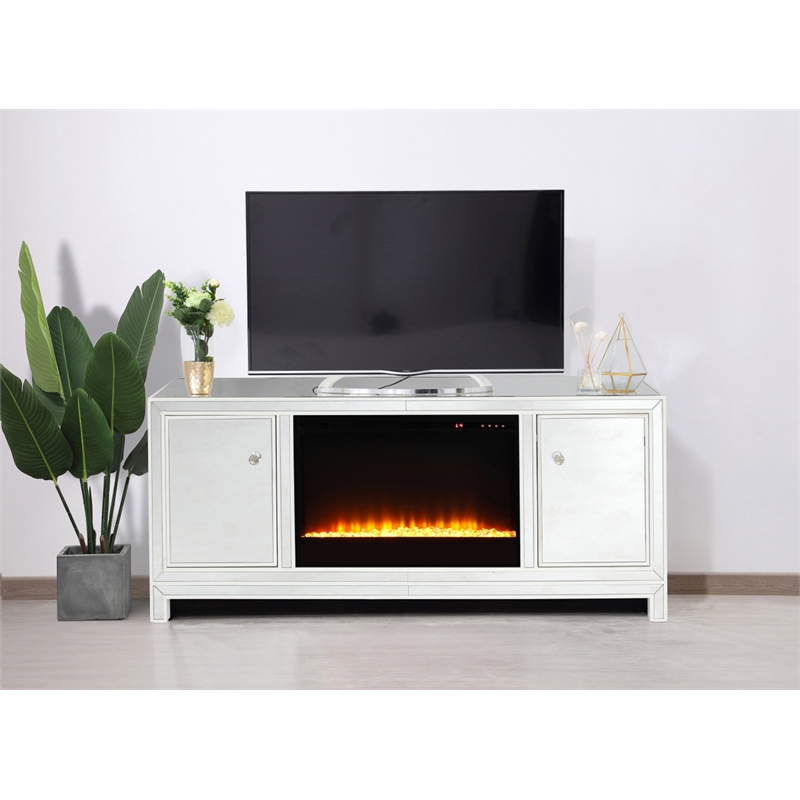 Elegant Decor Reflexion Wood TV Stand with Fireplace for TVs up to 55