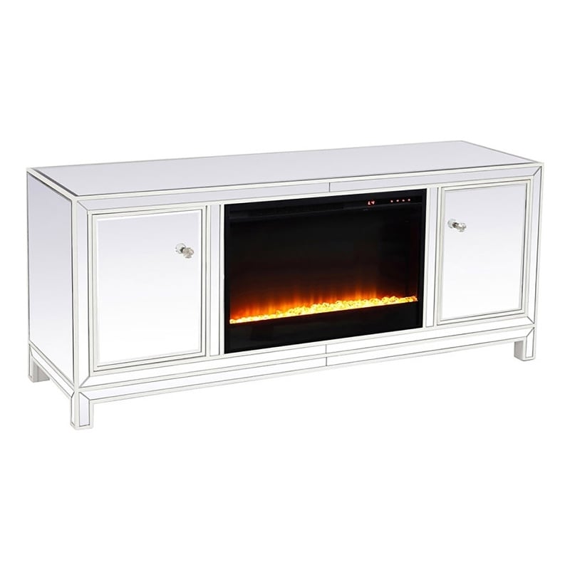 Elegant Decor Reflexion Wood TV Stand with Fireplace for TVs up to 55