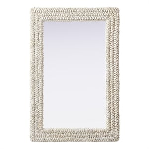 Elegant Decor Rectangle Cornhusk Mirror 24X36&quot Linen White