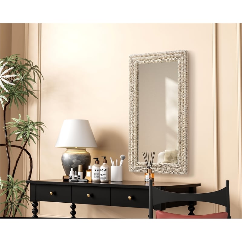 Elegant Decor Rectangle Cornhusk Mirror 24X42