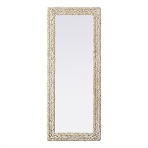 Elegant Decor Rectangle Cornhusk Mirror 24X60&quot Linen White