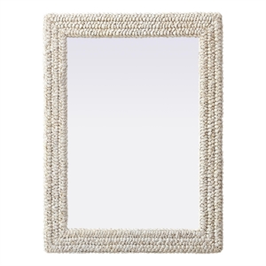 Elegant Decor Rectangle Cornhusk Mirror 27X36&quot Linen White