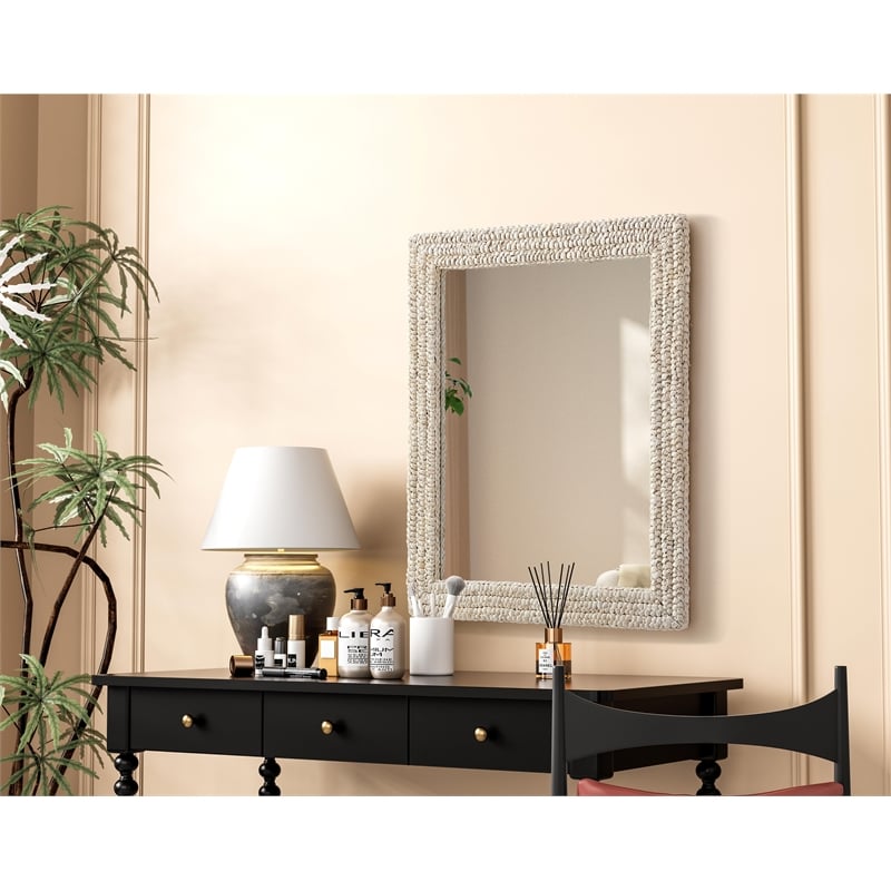Elegant Decor Rectangle Cornhusk Mirror 30X36