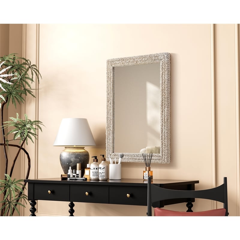 Elegant Decor Rectangle Cornhusk Mirror 30X42