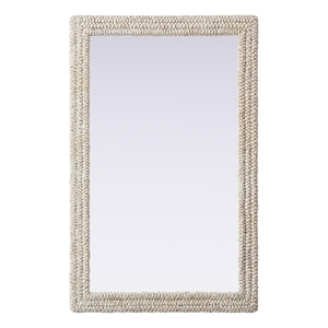 Elegant Decor Rectangle Cornhusk Mirror 35X55&quot Linen White