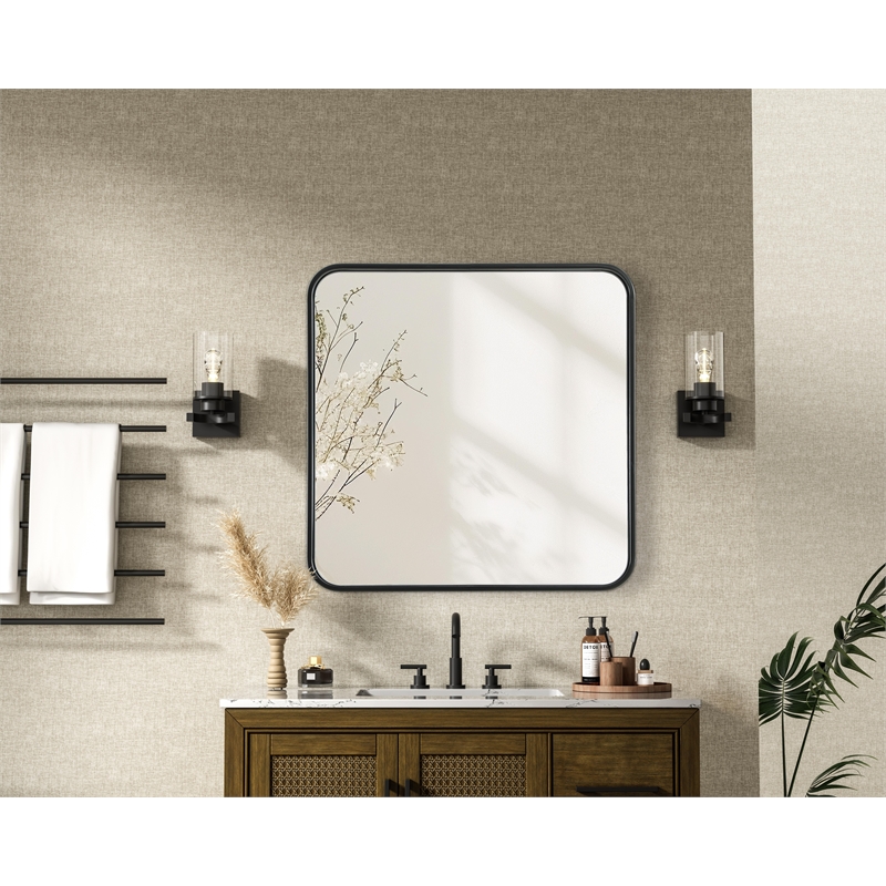 Elegant Decor Contour Metal Square Mirror 24X24