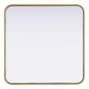 Elegant Decor Contour Metal Square Mirror 24X24&quot Brass