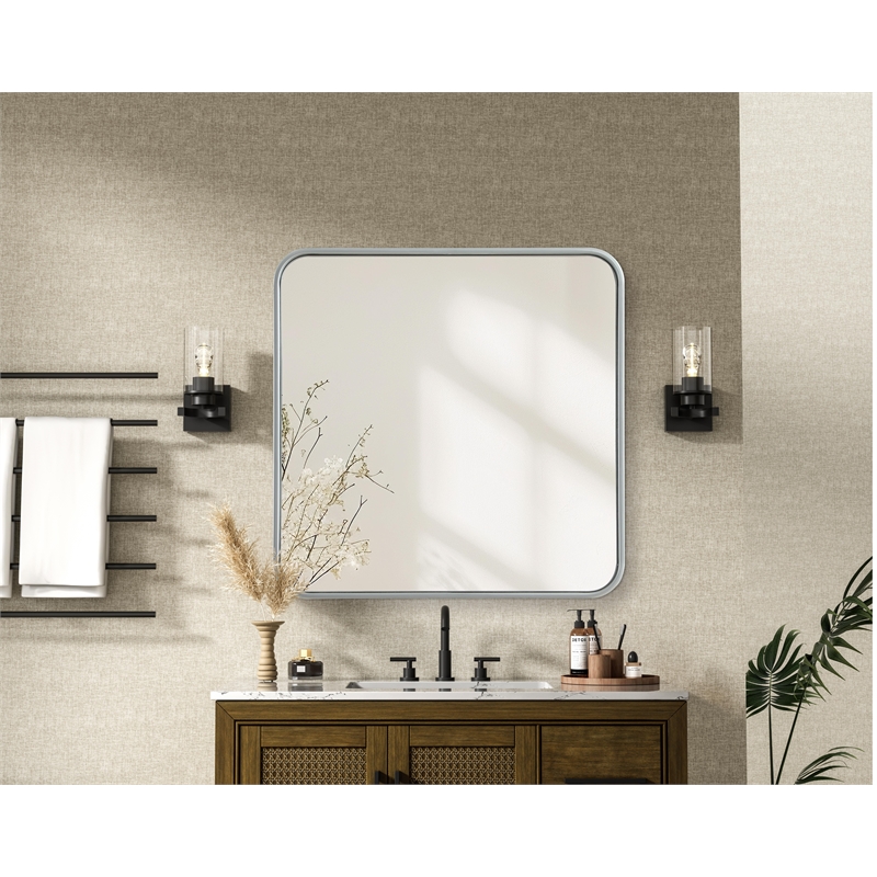 Elegant Decor Contour Metal Square Mirror 24X24