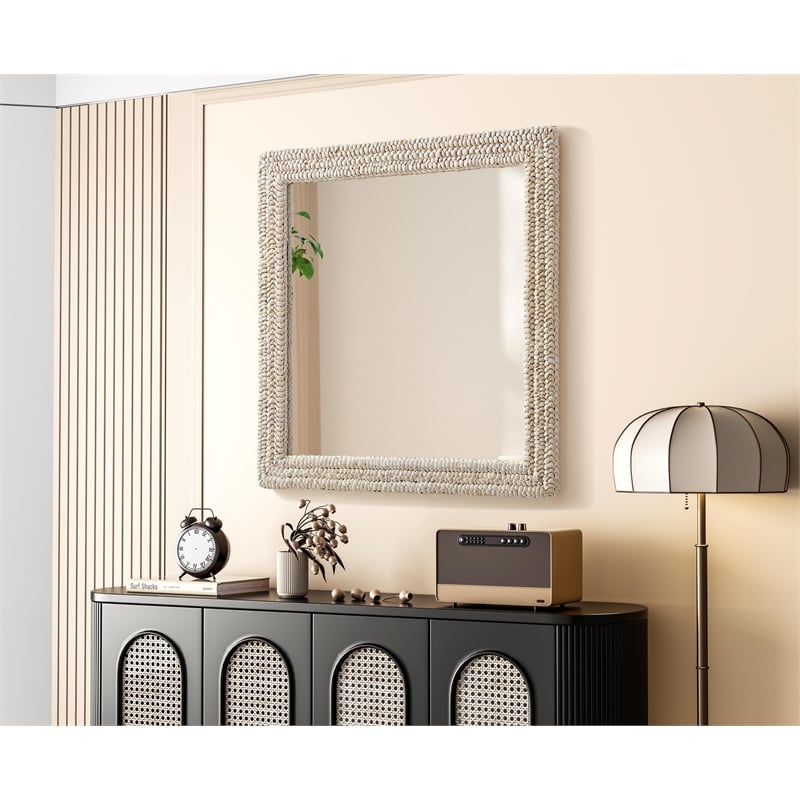 Elegant Decor Rectangle Cornhusk Mirror 36X36