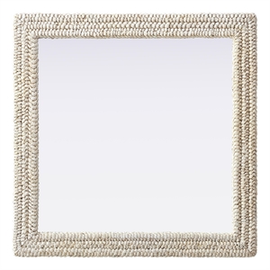 Elegant Decor Rectangle Cornhusk Mirror 36X36&quot Linen White