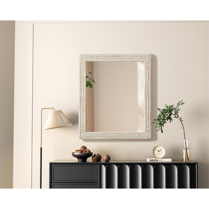 Elegant Decor Rectangle Cornhusk Mirror 36X42
