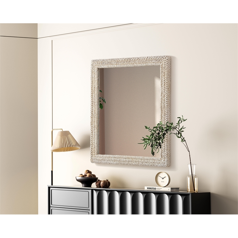 Elegant Decor Rectangle Cornhusk Mirror 36X42