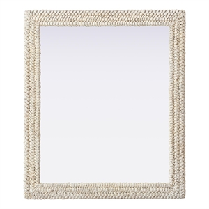 Elegant Decor Rectangle Cornhusk Mirror 36X42&quot Linen White
