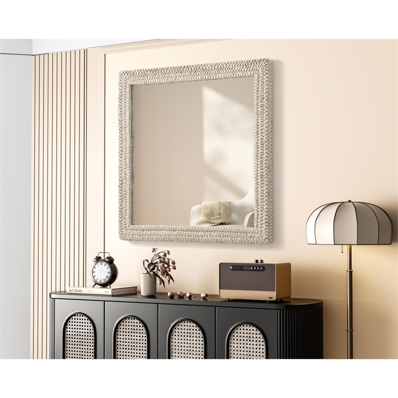 Elegant Decor Rectangle Cornhusk Mirror 40X40