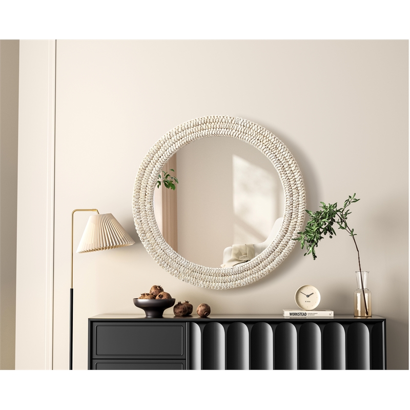 Elegant Decor Round Cornhusk Mirror 30X30