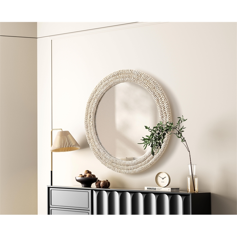 Elegant Decor Round Cornhusk Mirror 30X30