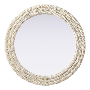 Elegant Decor Round Cornhusk Mirror 30X30&quot Linen White