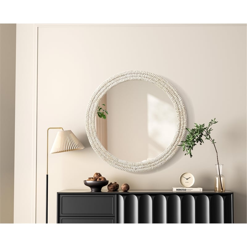 Elegant Decor Round Cornhusk Mirror 36X36