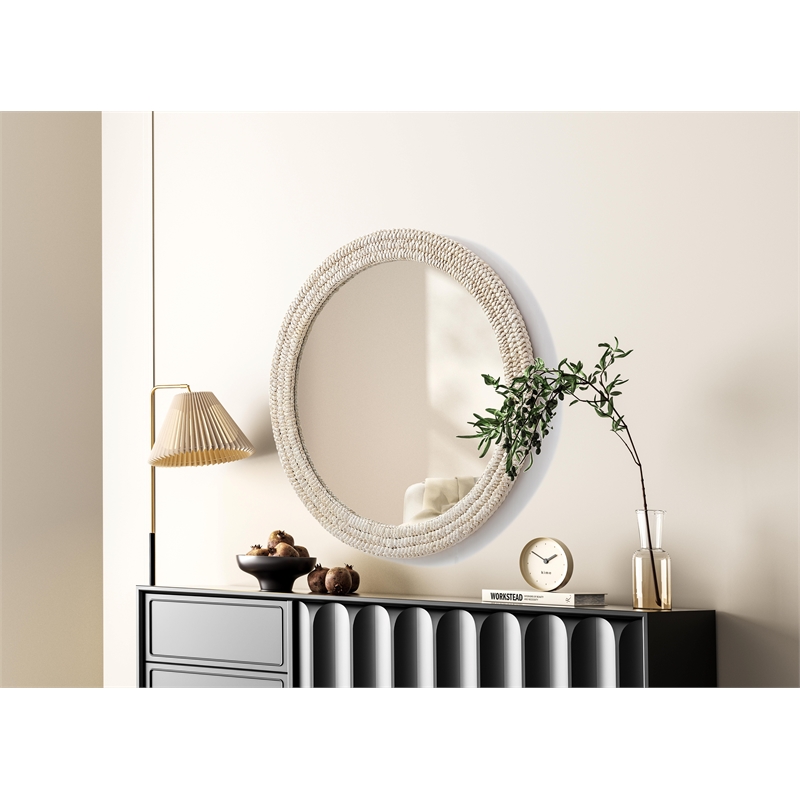 Elegant Decor Round Cornhusk Mirror 36X36