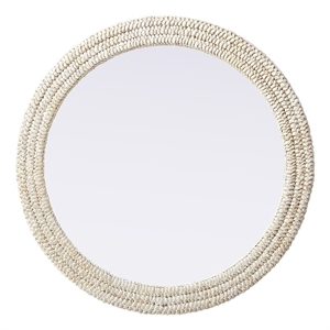 Elegant Decor Round Cornhusk Mirror 36X36&quot Linen White