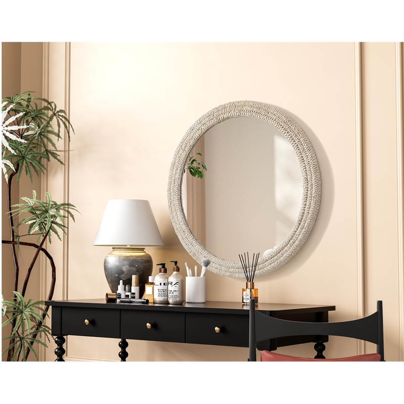 Elegant Decor Round Cornhusk Mirror 42X42