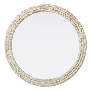 Elegant Decor Round Cornhusk Mirror 42X42&quot Linen White
