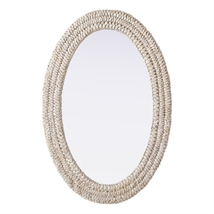 Elegant Decor Oval Cornhusk Mirror 24X36&quot Linen White