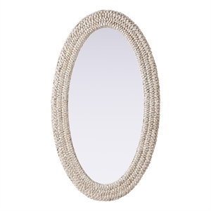 Elegant Decor Oval Cornhusk Mirror 24X42&quot Linen White