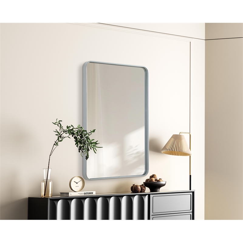Elegant Decor Contour Metal Rectangle Mirror 28X42 In Silver