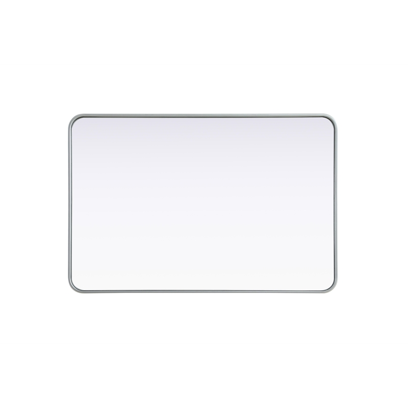 Elegant Decor Contour Metal Rectangle Mirror 28X42 In Silver