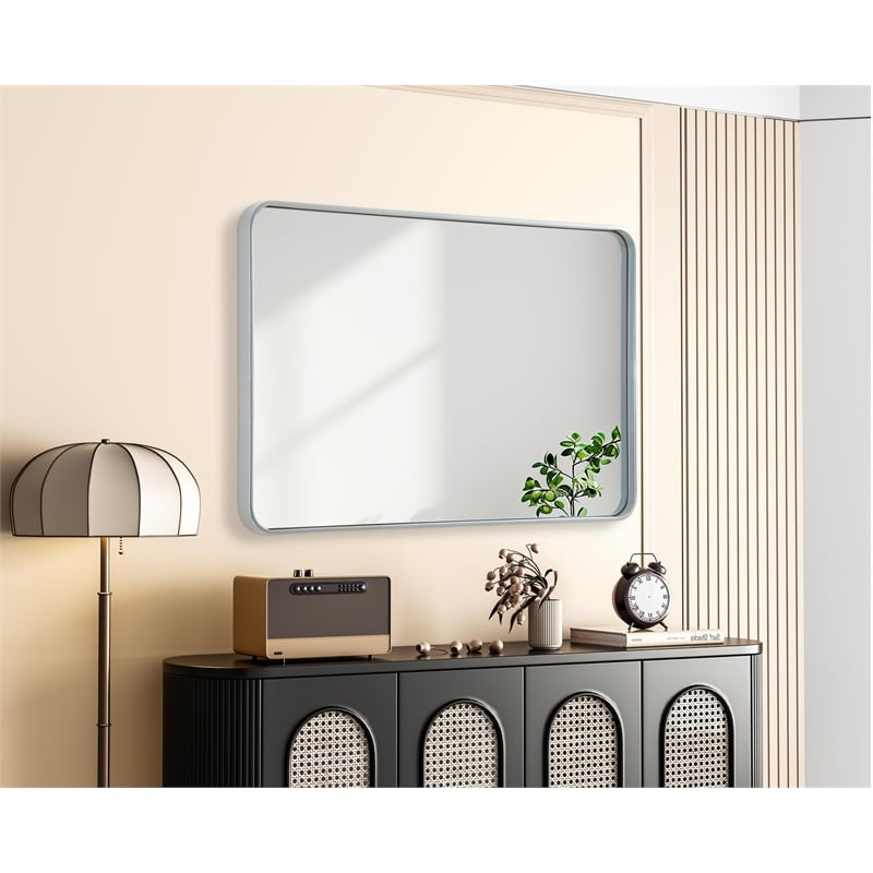 Elegant Decor Contour Metal Rectangle Mirror 28X42 In Silver