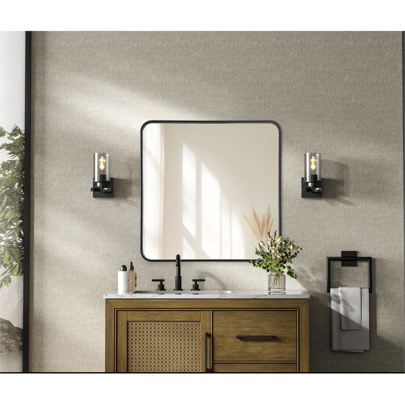 Elegant Decor Contour Metal Square Mirror 30X30