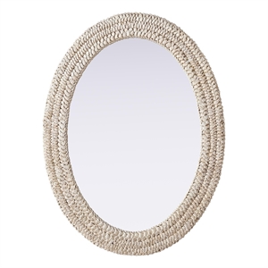 Elegant Decor Oval Cornhusk Mirror 27X36&quot Linen White