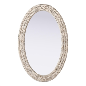 Elegant Decor Oval Cornhusk Mirror 27X42&quot Linen White