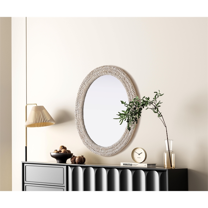 Elegant Decor Oval Cornhusk Mirror 30X36