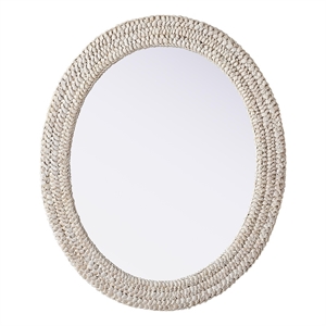 Elegant Decor Oval Cornhusk Mirror 30X36&quot Linen White
