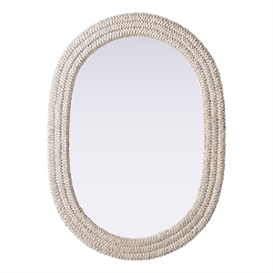 Elegant Decor Oval Cornhusk Mirror 30X42&quot Linen White
