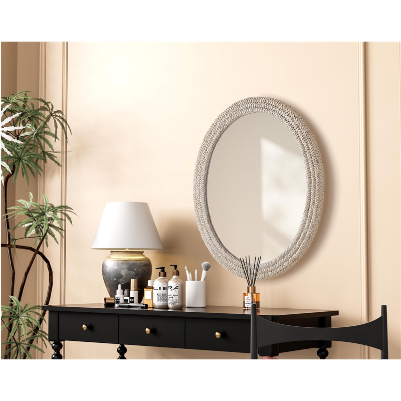 Elegant Decor Oval Cornhusk Mirror 36X42