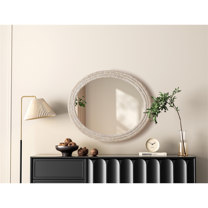 Elegant Decor Oval Cornhusk Mirror 36X42
