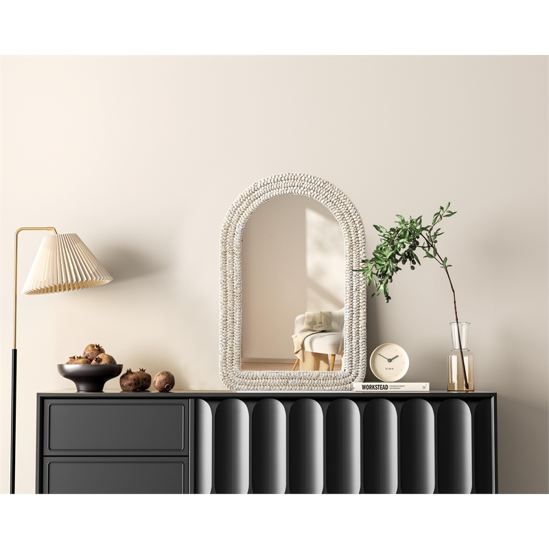 Elegant Decor Arch Cornhusk Mirror 24X36