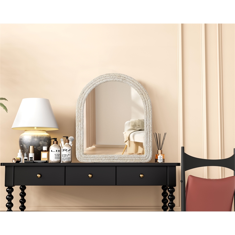Elegant Decor Arch Cornhusk Mirror 36X42