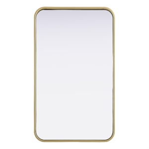 Elegant Decor Contour Metal Rectangle Mirror 18X30&quot Brass